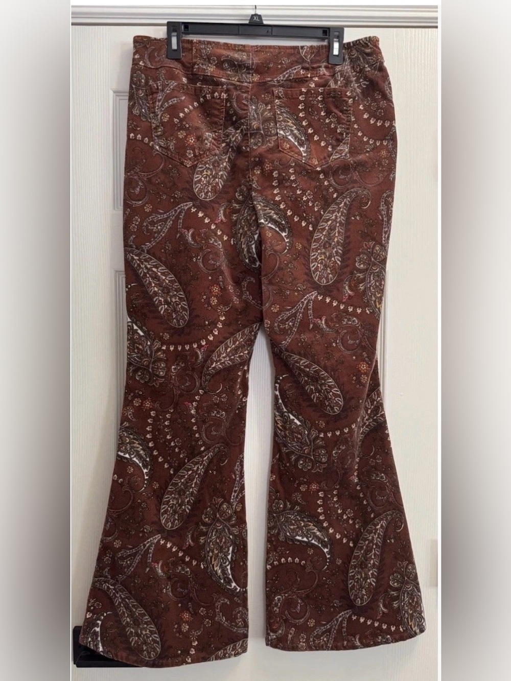 Cato Brown Paisley Corduroy Pants Flare Hippie Boho Sz 16